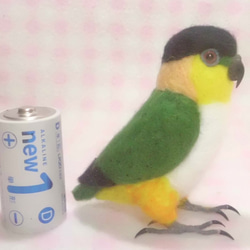 ズグロシロハラインコ mini♪☆足付タイプ(付属金具無し） 羊毛フェルト　受注作成　 羊毛インコ　メモリアル 4枚目の画像