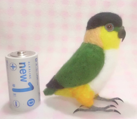 ズグロシロハラインコ mini♪☆足付タイプ(付属金具無し） 羊毛フェルト　受注作成　 羊毛インコ　メモリアル 4枚目の画像