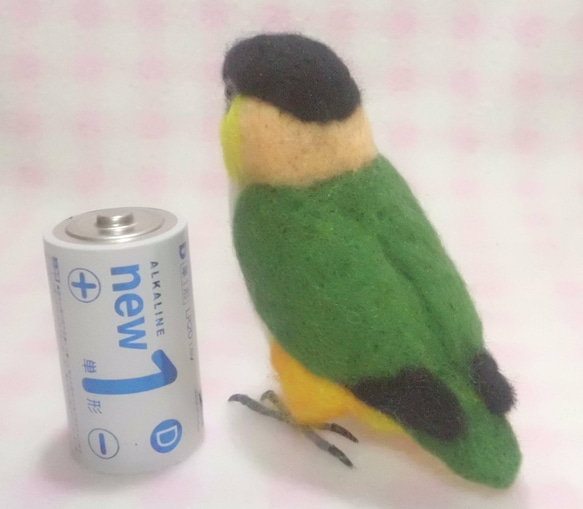 ズグロシロハラインコ mini♪☆足付タイプ(付属金具無し） 羊毛フェルト　受注作成　 羊毛インコ　メモリアル 5枚目の画像