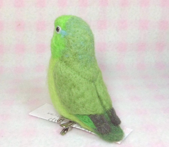 太平洋鹦哥☆夾＆胸針☆羊毛氈　★mini Pacific Parrotlet★ clip & brooch 第5張的照片