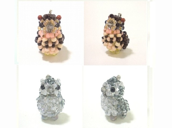 Little beaded bird 3-way strap・猫頭鷹 棕色的・猫頭鷹 銀色的 　一只鸟1100日元 第2張的照片