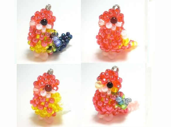 Little beaded bird 3-way strap 　東方玫瑰鸚鵡（普通・紅色・黃色・肉桂红色 ） 第2張的照片