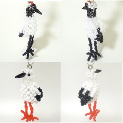 Little beaded bird 3-way strap  ・丹頂鶴 cran・鸛 stork　　一只鸟1100日元 第2張的照片