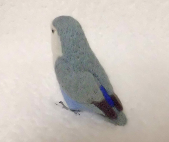 ライフサイズ♪ コザクラインコ  バイオレット　羊毛フェルト　受注作成　うちのこオーダー可能　羊毛インコ　メモリアル 3枚目の画像