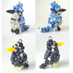 Little beaded bird 3-way strap　冠蓝鸦 ・椋鸟 　一只鸟880日元 第2張的照片