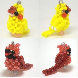 Little beaded bird 3-way strap 　黄額緑鸚鵡（黄色）・北美紅雀 第2張的照片