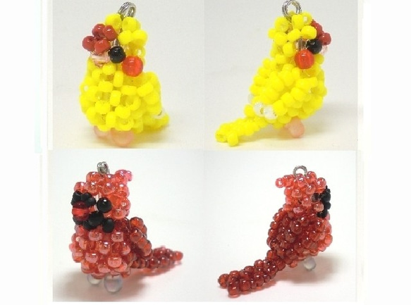 Little beaded bird 3-way strap 　黄額緑鸚鵡（黄色）・北美紅雀 第2張的照片