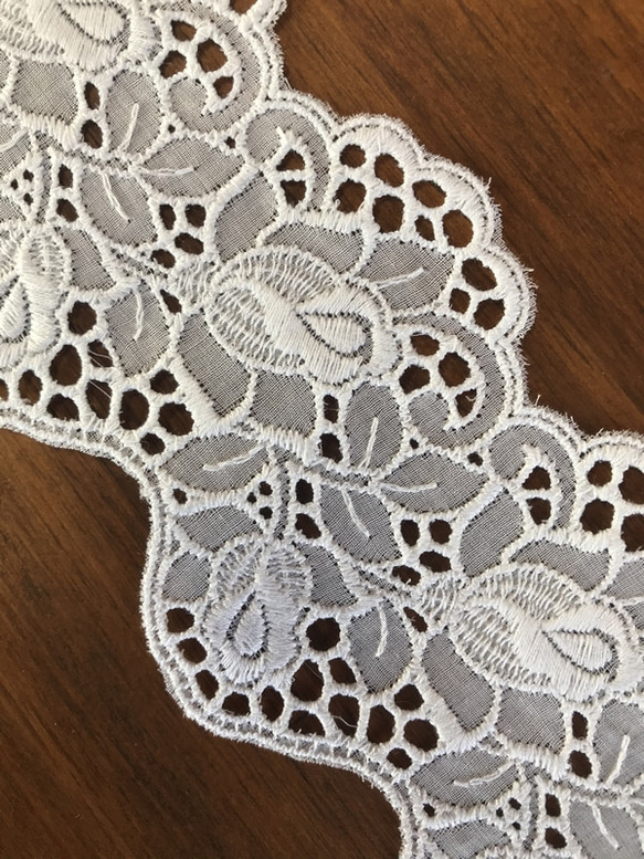 【再販】2m コットンレース 両耳スカラップ 花柄 日本製 lace-No,016 5枚目の画像