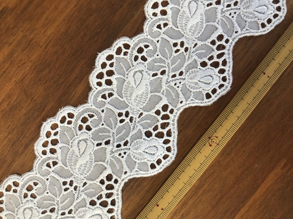 【再販】2m コットンレース 両耳スカラップ 花柄 日本製 lace-No,016 2枚目の画像