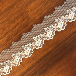 2m チュールレース 片耳スカラップ 葡萄柄 日本製 lace-No,018 4枚目の画像