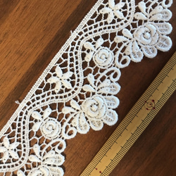 【再販】2m コットンケミカルレース 片耳スカラップ 巻きバラ柄 日本製 lace-No,020 6枚目の画像