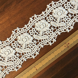 2m コットンケミカルレース 両耳スカラップ花柄 日本製 lace-No,021　 5枚目の画像