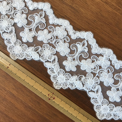 2m チュールレース 両耳スカラップ 小花柄 日本製 lace-No,025 2枚目の画像