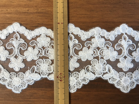 2m チュールレース 両耳スカラップ 小花柄 日本製 lace-No,025 6枚目の画像