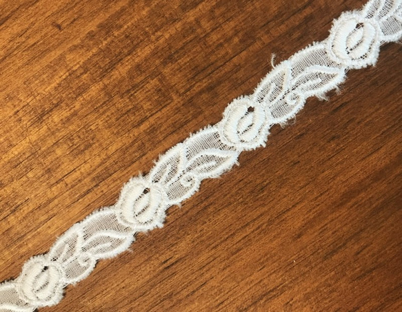 5m コットンレース 巻きバラ柄 A 日本製 lace-No,028 2枚目の画像