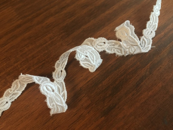 5m コットンレース 巻きバラ柄 A 日本製 lace-No,028 4枚目の画像