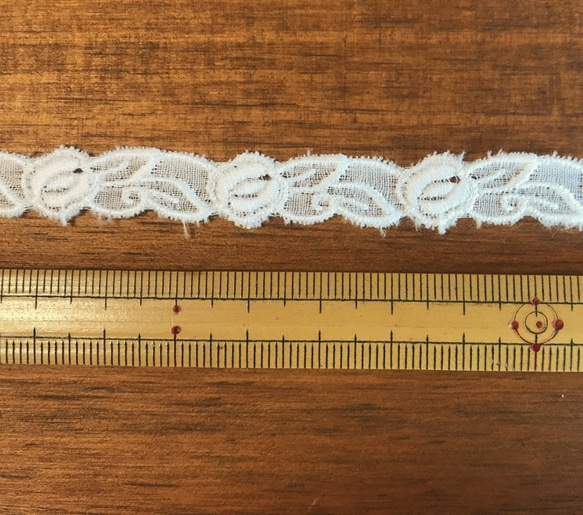 5m コットンレース 巻きバラ柄 A 日本製 lace-No,028 8枚目の画像