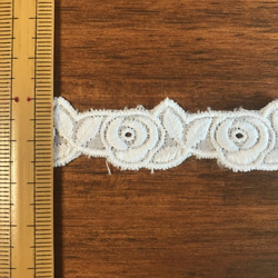 5m コットンレース 巻きバラ柄 B 日本製 lace-No,030 7枚目の画像