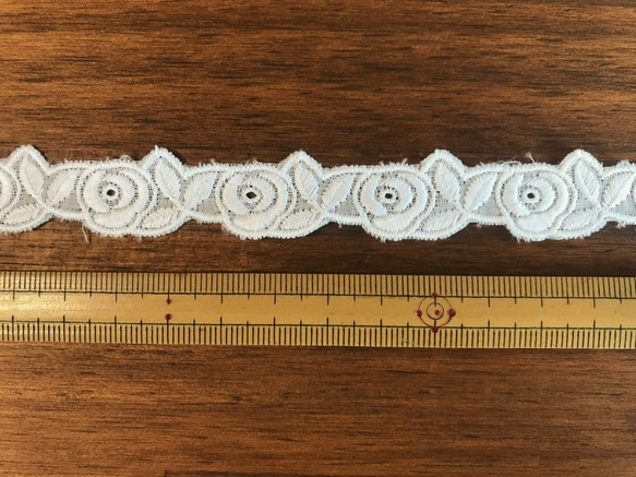 5m コットンレース 巻きバラ柄 B 日本製 lace-No,030 9枚目の画像