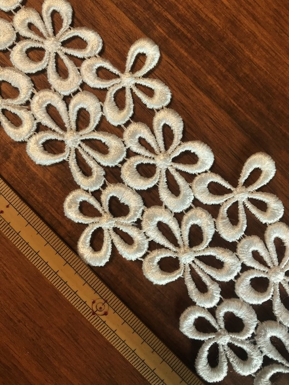 1m レーヨンケミカルレース 花柄 日本製 lace-No,036 5枚目の画像