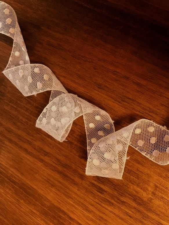 3m コットンチュールレース 水玉柄 日本製 lace-No,038 3枚目の画像