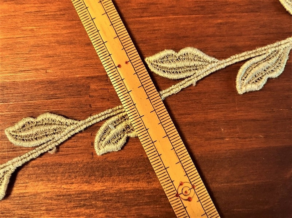 2m コットンケミカルレース つる草柄 日本製 lace-No,050 / ベージュ 5枚目の画像