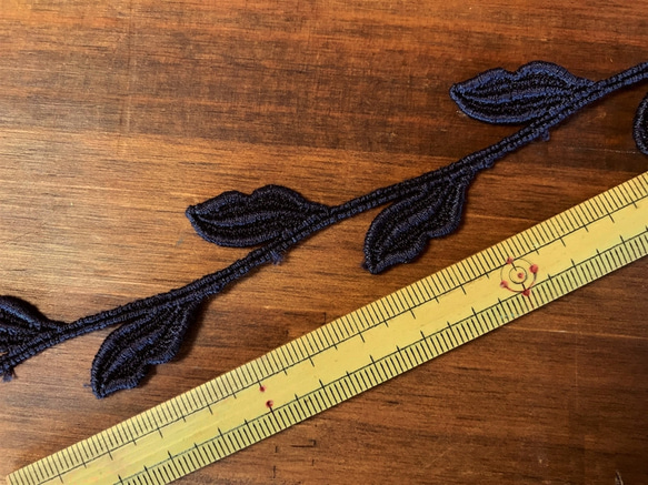 【再販】2m コットンケミカルレース つる草柄 日本製 lace-No,052 / ネイビー　 2枚目の画像