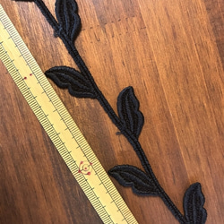 【再販】2m コットンケミカルレース つる草柄 日本製 lace-No,054 / ブラック 3枚目の画像