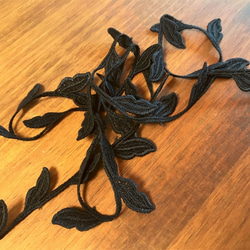 【再販】2m コットンケミカルレース つる草柄 日本製 lace-No,054 / ブラック 6枚目の画像