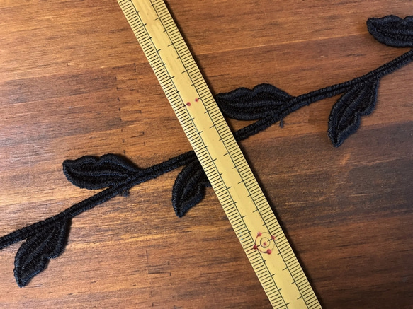 【再販】2m コットンケミカルレース つる草柄 日本製 lace-No,054 / ブラック 7枚目の画像