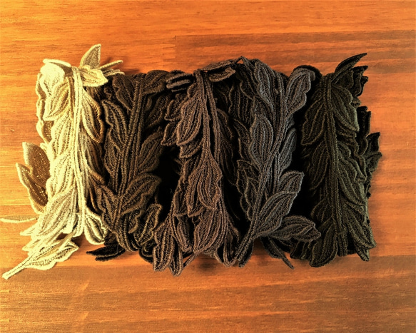 【再販】2m コットンケミカルレース つる草柄 日本製 lace-No,054 / ブラック 9枚目の画像