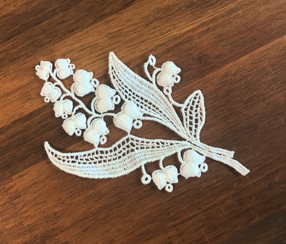 再販 ◆ラスト◆ 1枚入 ◆ モチーフレース ◆ すずらん柄 A ◆ 日本製 ◆ M-lace-No,034 1枚目の画像