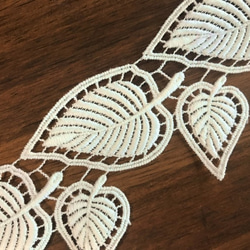 2m コットンケミカルレース モチーフ リーフ柄 日本製 lace-No,062 3枚目の画像