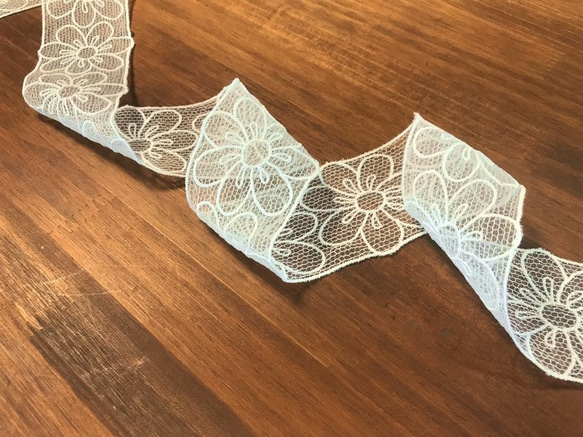 2m オーガンジーチュールレース 花柄 日本製 lace-No,071 2枚目の画像