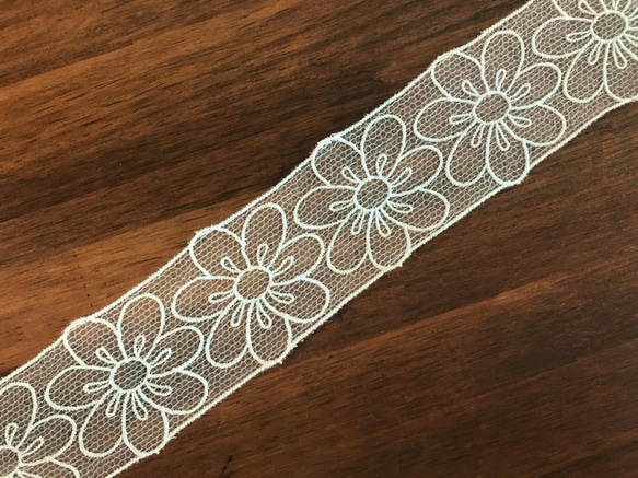 2m オーガンジーチュールレース 花柄 日本製 lace-No,071 3枚目の画像