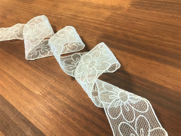 2m オーガンジーチュールレース 花柄 日本製 lace-No,071 6枚目の画像