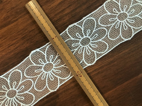 2m オーガンジーチュールレース 花柄 日本製 lace-No,071 7枚目の画像