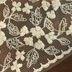 ▼ 値下げ ▼ 1.7m 綿麻混レース 両耳スカラップ ボタニカル柄 日本製 lace-No,063-1.7 2枚目の画像