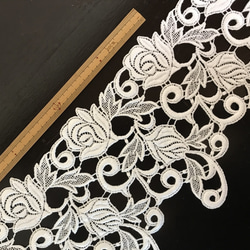 1m コットンケミカルレース 薔薇柄 日本製 lace-No,077-1 2枚目の画像