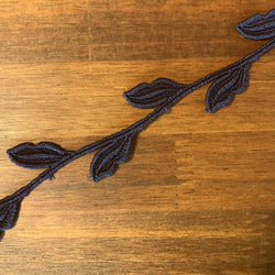 5m コットンケミカルレース つる草柄 日本製 lace-No,052-5 / ネイビー　 2枚目の画像