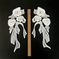レーヨンモチーフレース ◆ 日本製 ◆ 巻きバラ＆リボン柄 1組(2枚) ◆ M-lace-No,071 3枚目の画像