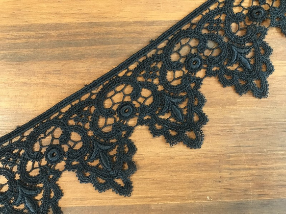 2m コットンケミカルレース 片耳スカラップ オーナメント柄 日本製 lace-No,088 2枚目の画像