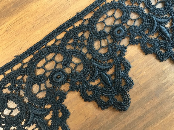 3.5m コットンケミカルレース 片耳スカラップ オーナメント柄 日本製 lace-No,088-3.5 8枚目の画像