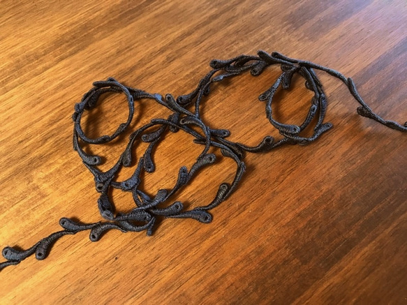 【再販】3m コットンケミカルレース 蔦柄 日本製 lace-No,042-3 / グレー 5枚目の画像