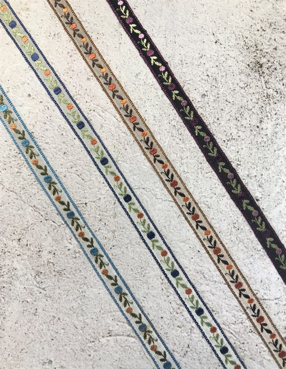 ▼ 値下げ ▼ 1m ◆ フランス製リボン ◆ 木の実柄 ◆ オレンジ【tape-No,034-1】 3枚目の画像