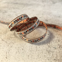 ▼ 値下げ ▼ 1m ◆ フランス製リボン ◆ 木の実柄 ◆ オレンジ【tape-No,034-1】 4枚目の画像