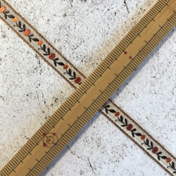 ▼ 値下げ ▼ 1m ◆ フランス製リボン ◆ 木の実柄 ◆ オレンジ【tape-No,034-1】 5枚目の画像