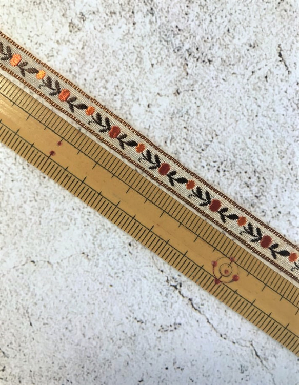 ▼ 値下げ ▼ 1m ◆ フランス製リボン ◆ 木の実柄 ◆ オレンジ【tape-No,034-1】 7枚目の画像