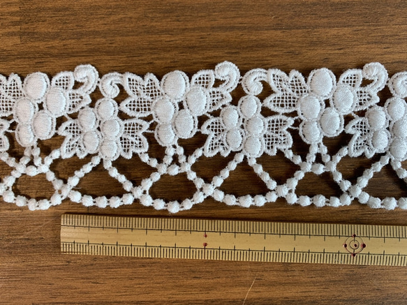 【再販】2m コットンケミカルレース 葡萄柄 日本製 lace-No,002 4枚目の画像