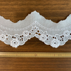 2m コットンレース 片耳スカラップ 薔薇柄B 日本製 lace-No,005 3枚目の画像